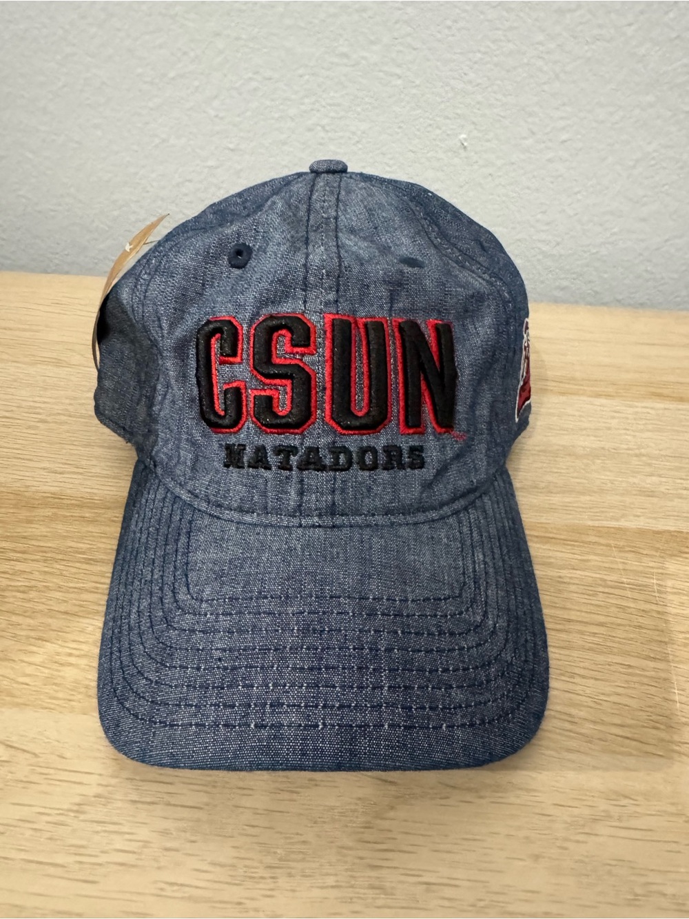 CSUN Matadors - Denim Adjustable Baseball Cap - Blue with Red Embroidery